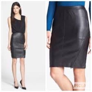 Black leather pencil Trouvé skirt